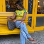 Blusa Brasil Feminina Baby Look Bordada Algodão Torcida Copa