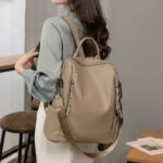 Bolsa Mochila Feminina Couro PU Grande Ombro ou Transversal Elegante
