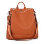 Bolsa Mochila Feminina Couro PU Grande Ombro ou Transversal Elegante