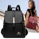 Mochila Feminina de Costas Couro PU Elegante Reforçada Social