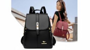 Mochila Feminina de Costas Couro PU Elegante Reforçada Social