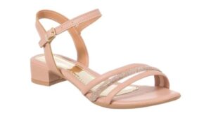Sandália Feminina Saltinho Baixo 2,5cm com Tiras Strass