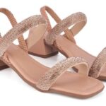 Sandália Feminina Salto Bloco Baixo com Strass Confortável