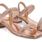 Sandália Feminina Salto Bloco Baixo com Strass Confortável