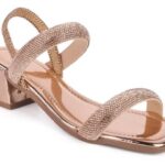 Sandália Feminina Salto Bloco Baixo com Strass Confortável