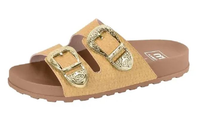Sandália Papete Birken Moleca Feminina Confortável com 2 Fivelas