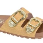 Sandália Papete Birken Moleca Feminina Confortável com 2 Fivelas