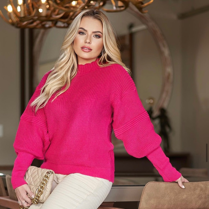 Blusa Feminina Manga Bufante Tricô