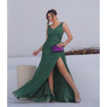 Vestido de Festa Fucsia com Fenda e Bojo