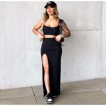 Conjunto Cropped Alcinha com Saia Longa