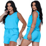 Blusa Feminina Gola V e Short Soltinho