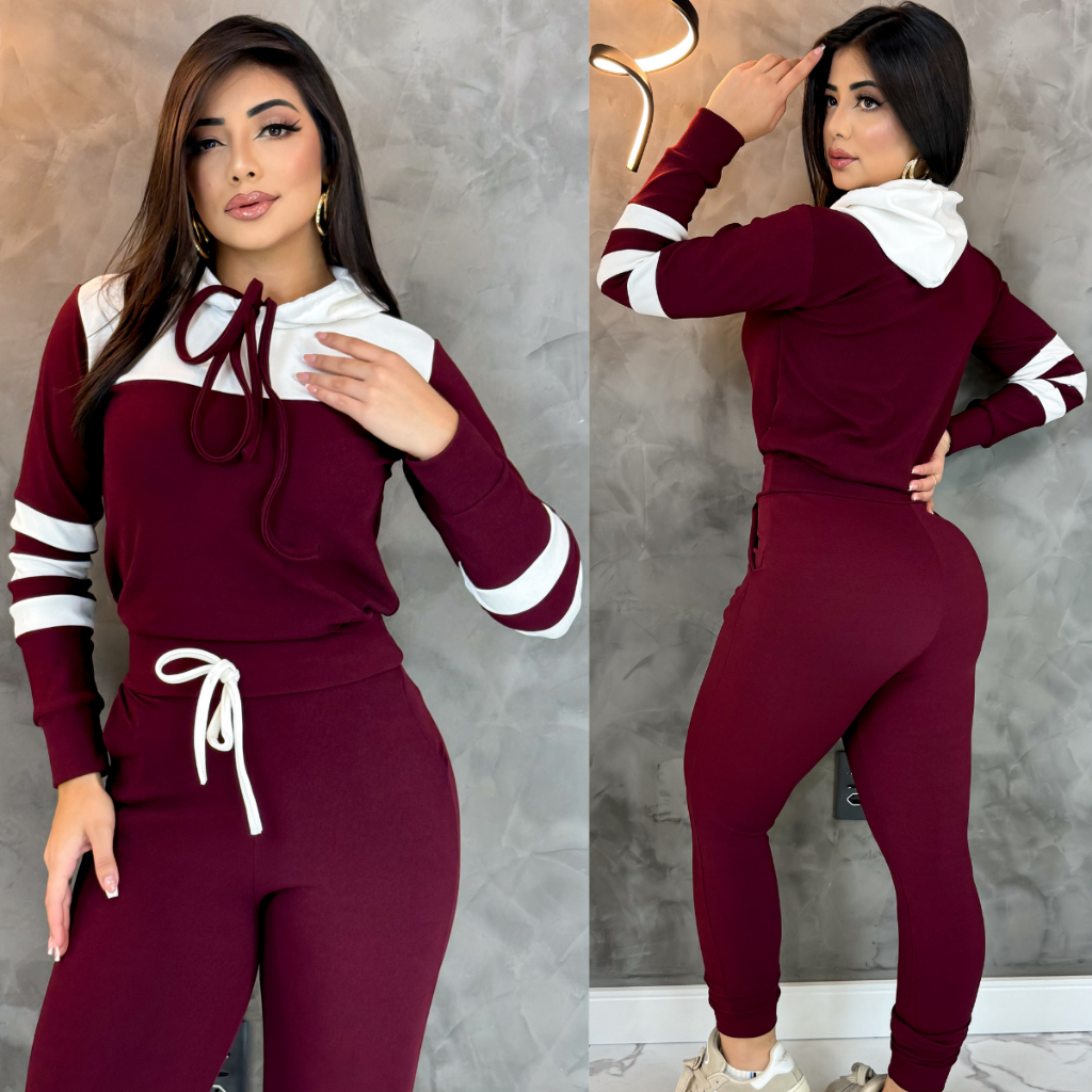 Conjunto Agasalho Feminino Com Capuz