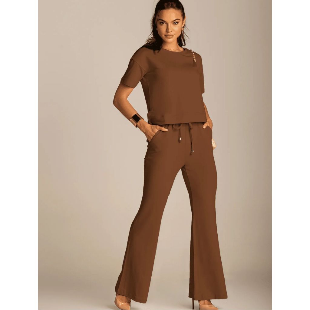 Calça Pantalona Blusa Mullet Manga Curta