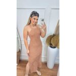 Vestido Longo Tricô Jacquard Rendado