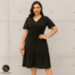 Vestido Manga Curta com Babado