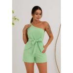 Conjunto Alfaiataria Ombro Único com Faixa Elegante