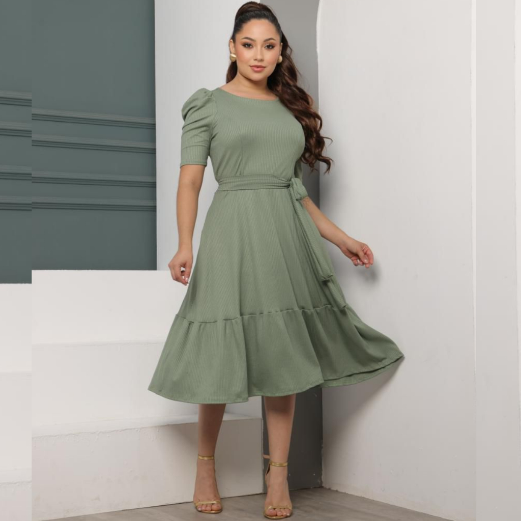 Vestido Midi Evangélico em Malha Casual