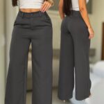 Calça Pantalona Feminina Alfaiataria Cintura Alta
