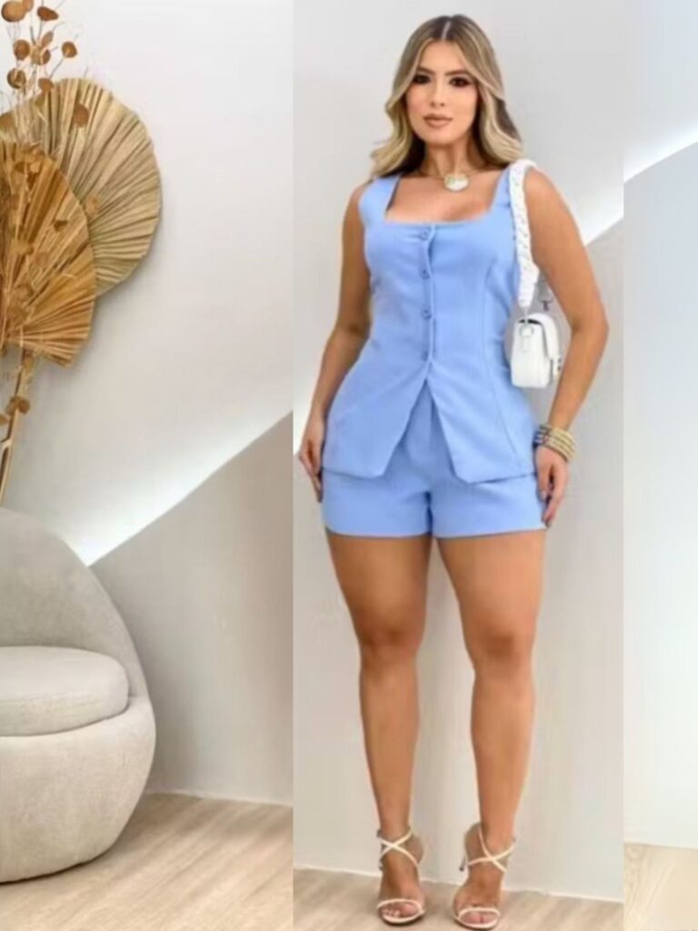 Conjunto Feminino Alfaiataria Colete e Short