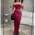 Conjunto Cropped Ombro a Ombro Saia