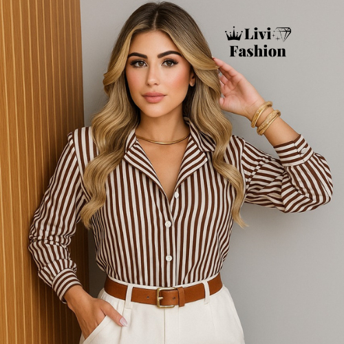 Camisa listrada feminina elegante