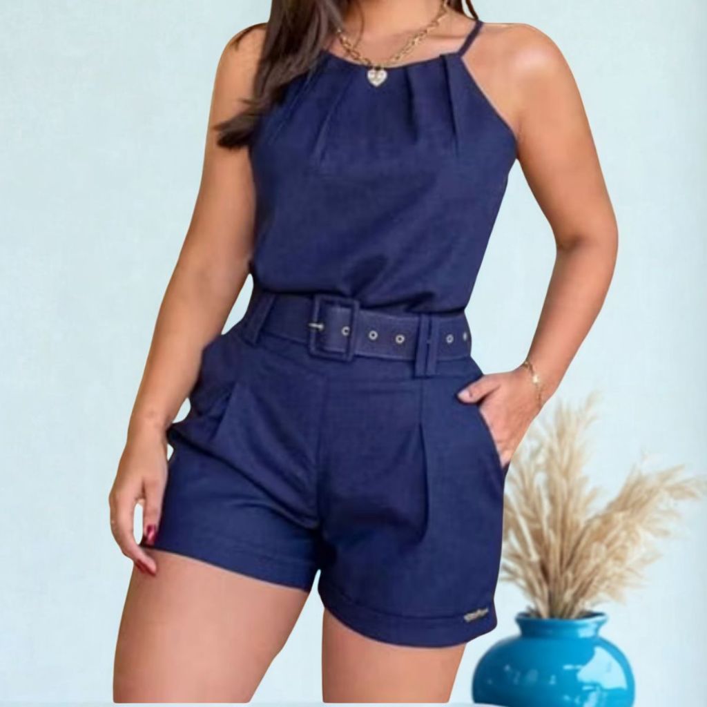 Conjunto feminina linhão verão blusa e shorts casual