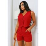 Conjunto Social Alfaiataria Feminino Luxo Short e Colete