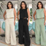 Calça Pantalona com Blusa Regata