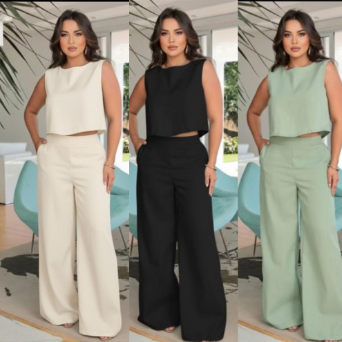 Calça Pantalona com Blusa Regata