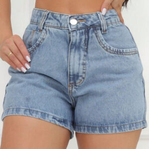 Short Jeans Feminino Marmorizado Sem Lycra
