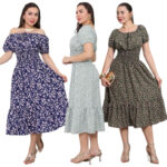 Vestido Floral Ciganinha em Crepinho Manga Curta