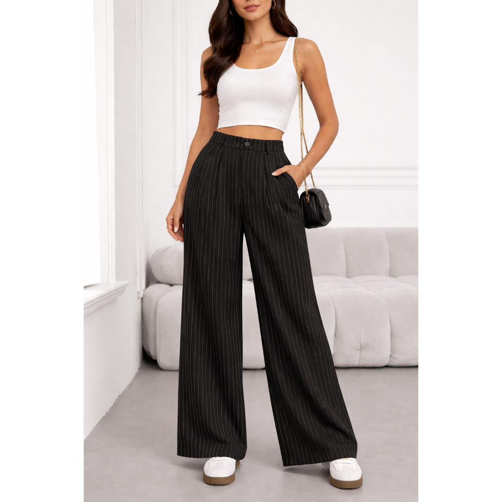 Calça Feminina Wide Leg com Cós Elástico