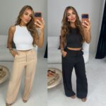 Calcas Pantalona Alfaiataria Cintura Alta Com Bolso