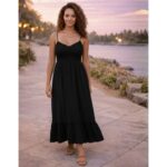 Vestido Longo Lastex Busto Decote V