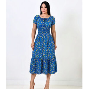 Vestido Floral Ciganinha em Crepinho Manga Curta