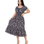 Vestido Floral Ciganinha em Crepinho Manga Curta