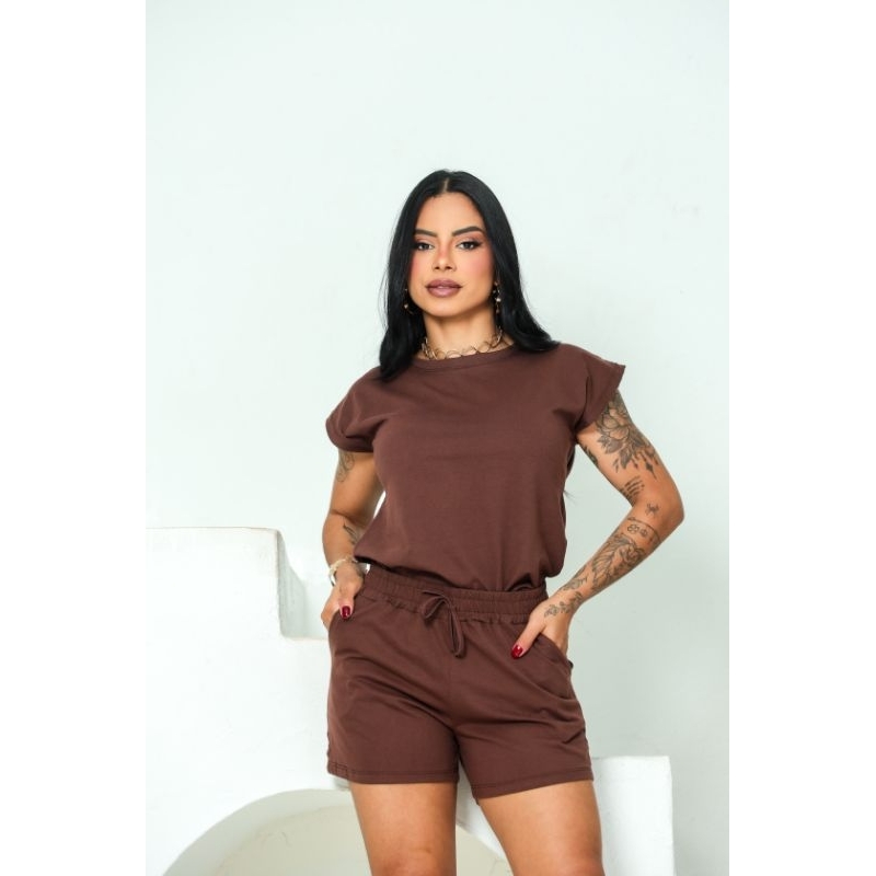 Conjunto em Malha em algodão Shorts e Blusa