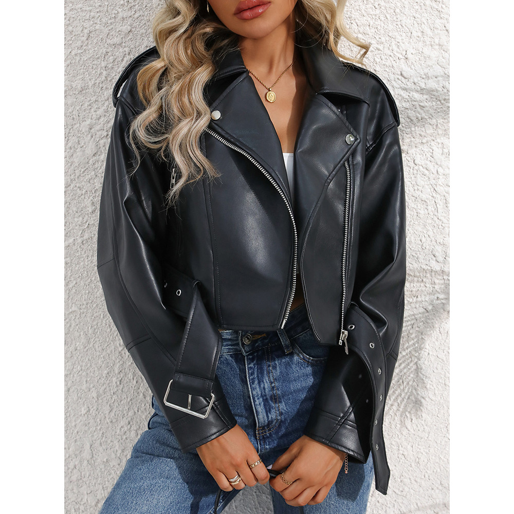 Jaqueta Feminina Couro PU Curta
