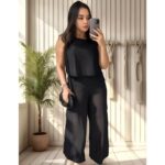 Conjunto Linho Feminino Pantalona e Blusa Regata