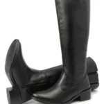 Bota Feminina de Couro Cano Longo Preta