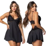 Camisola Sexy com Calcinha Renda Regulável