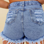 Short Jeans Feminino Cintura Alta Marmorizado