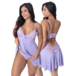 Camisola com Calcinha Sexy de Renda em Microfibra