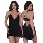 Camisola com Calcinha Sexy de Renda em Microfibra