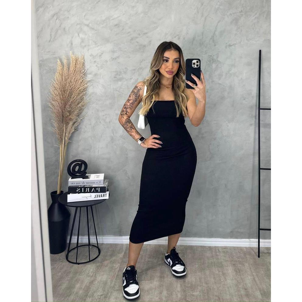 Vestido Feminino Midi Tubinho Tomara que Caia