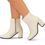 Bota Feminina Lumiss Salto Alto Grosso Cano Curto