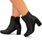 Bota Feminina Lumiss Salto Alto Grosso Cano Curto