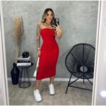 Vestido Feminino Midi Tubinho Tomara que Caia