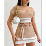 Croped e Short Saia Canelado