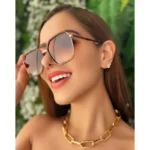 Óculos de Sol Feminino Retangular Retrô Lente UV400